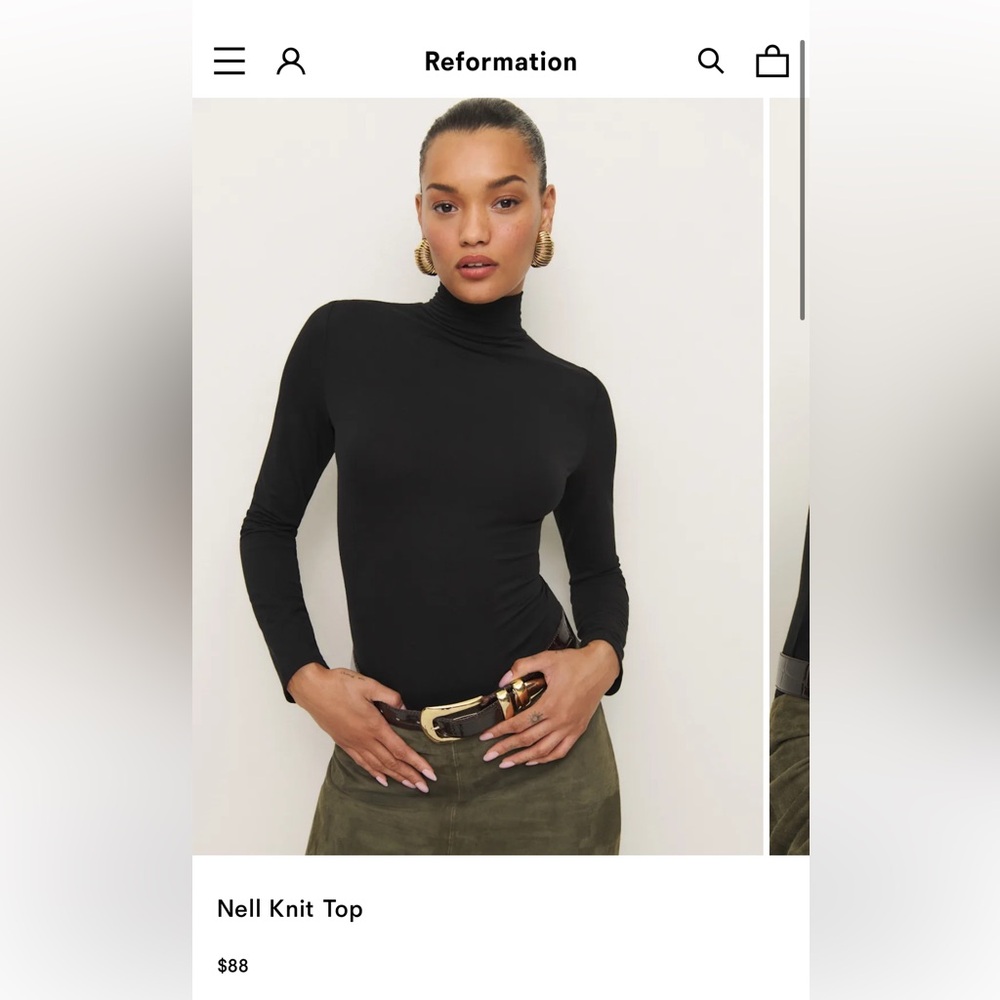 Reformation Classic Black Turtleneck Top